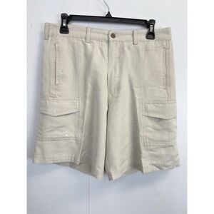 Joe Marlin Mens Cargo‎ Shorts Size 32 Tan Flat Front 8.5" Inseam